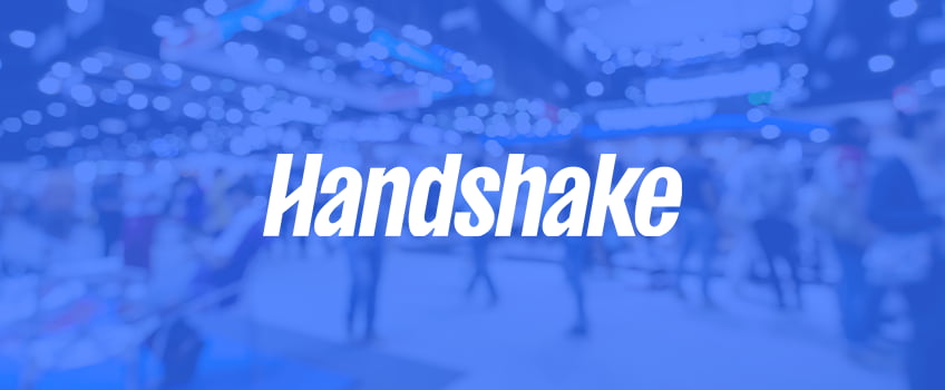 Banner with the Handshake company logo