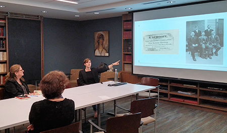 Aurora Landman, Class of 2017, presenting research on the Alliance Colony in fulfillment of her Distinguished Student Fellowship Award, “Digitizing Alliance’s History,” spring 2017.