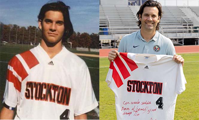 Santiago Solari in 1994 on the left, 2021 on the right