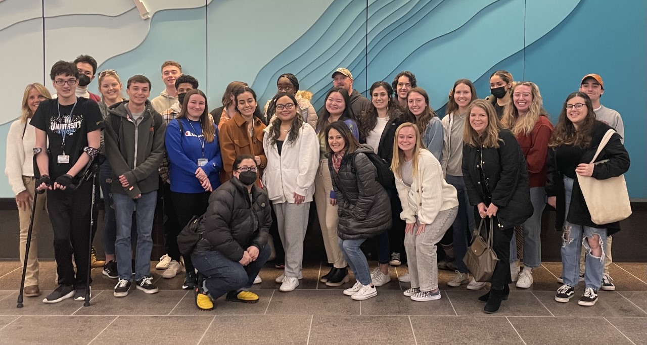 Rosenthal, faculty, and students on the annual Communication Studies field trip in 2022.