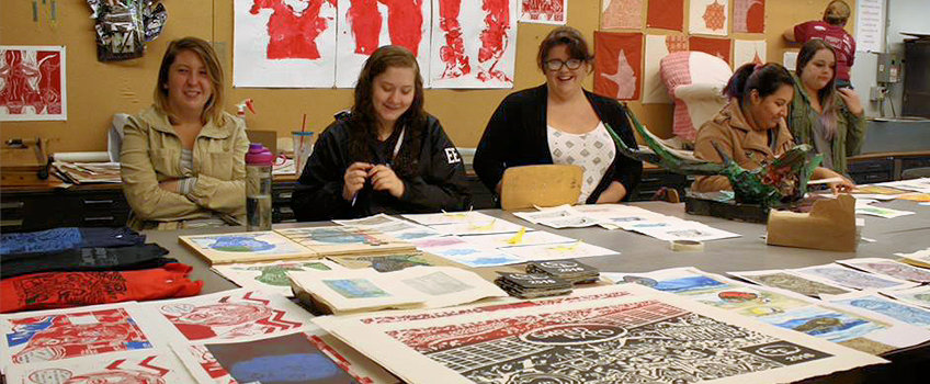 Students in Printmaking Class
