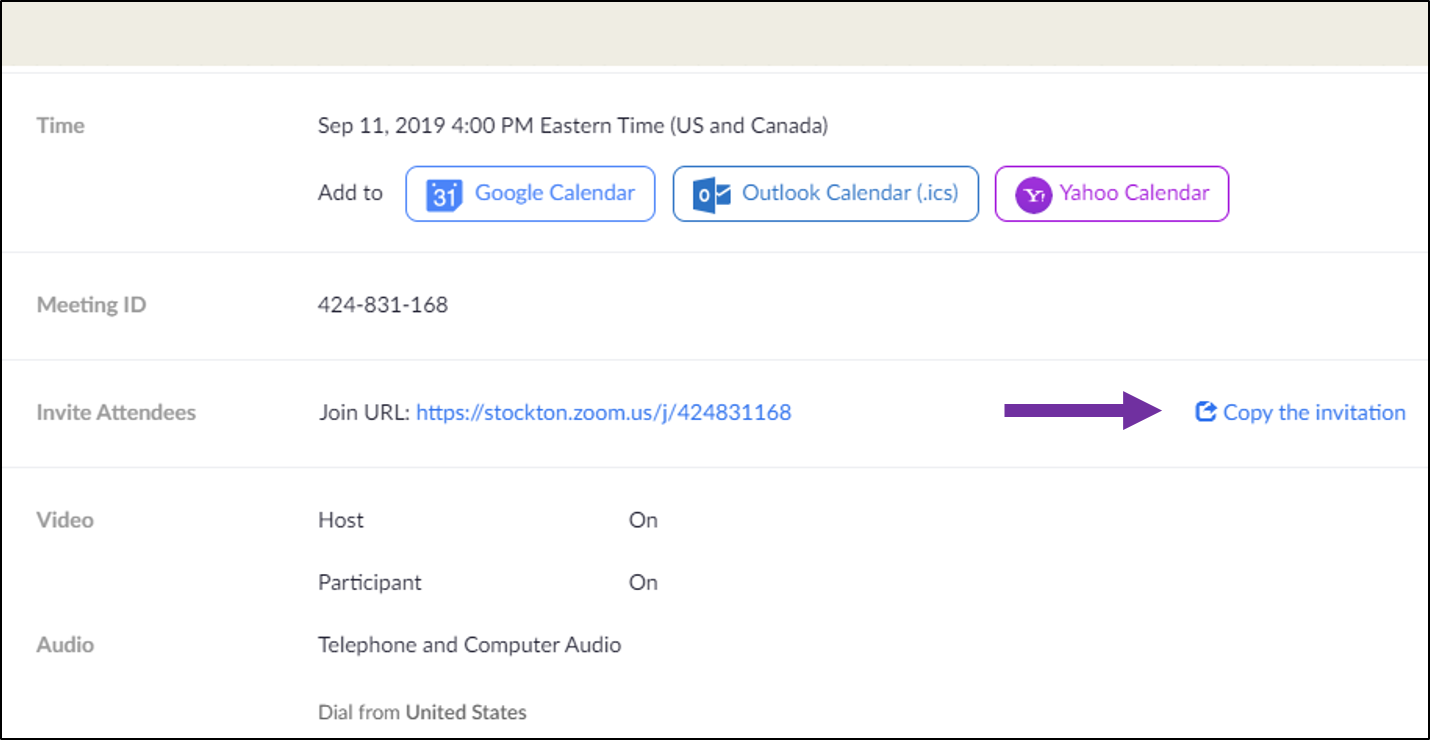 Invite Students to Zoom Meeting