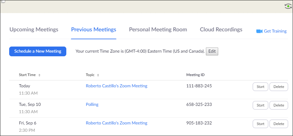 Previous Meetings in Zoom