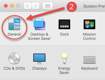 Select the “General” options from within the system preferences.