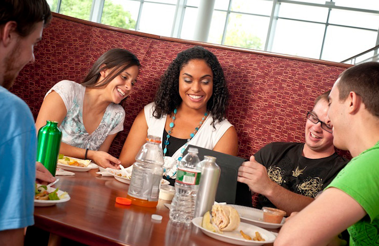 Students at a dining location