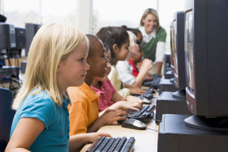 Children in a computer lab