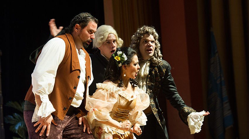 Actors during the production of "The Barber of Seville" 