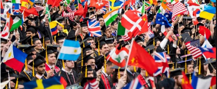 International students with flags