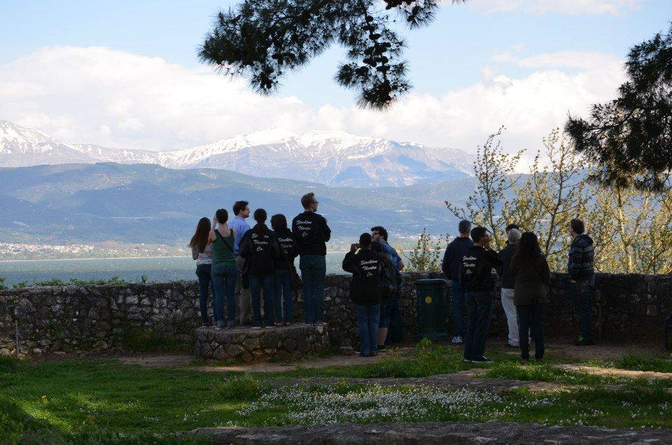 Stockton students sightseeing in the mountains in Greece