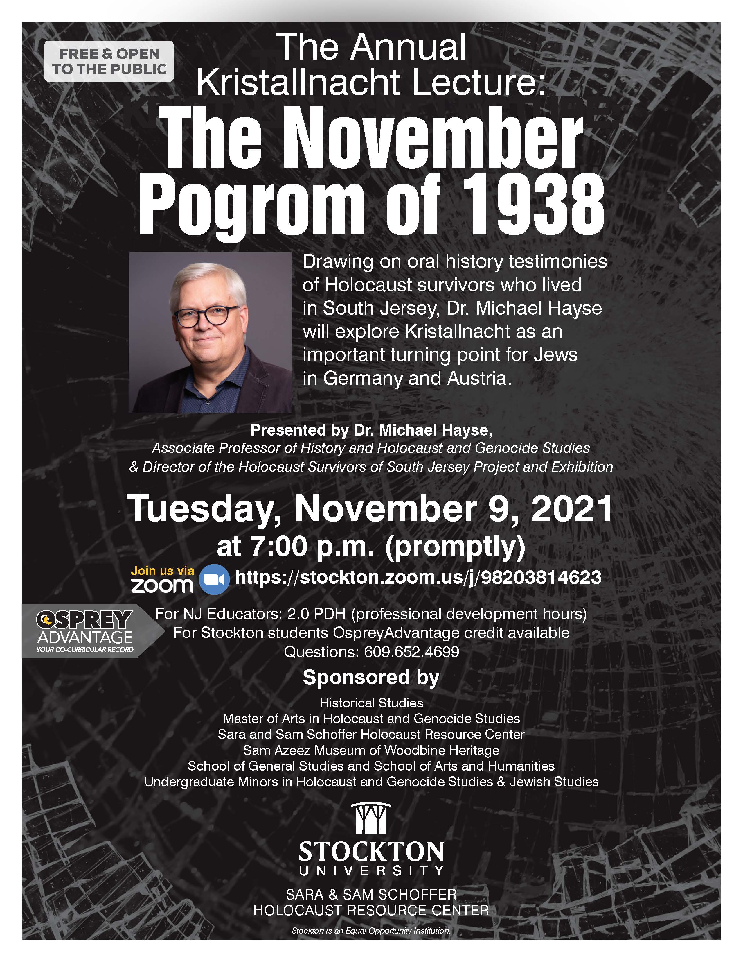 The Annual Kristallnacht Lecture Flyer 2021