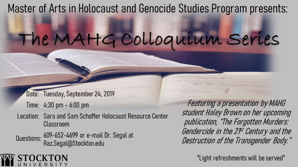 MAHG Colloquium Flyer for September 2019