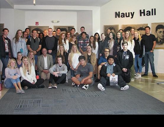 Students in the exhibit.