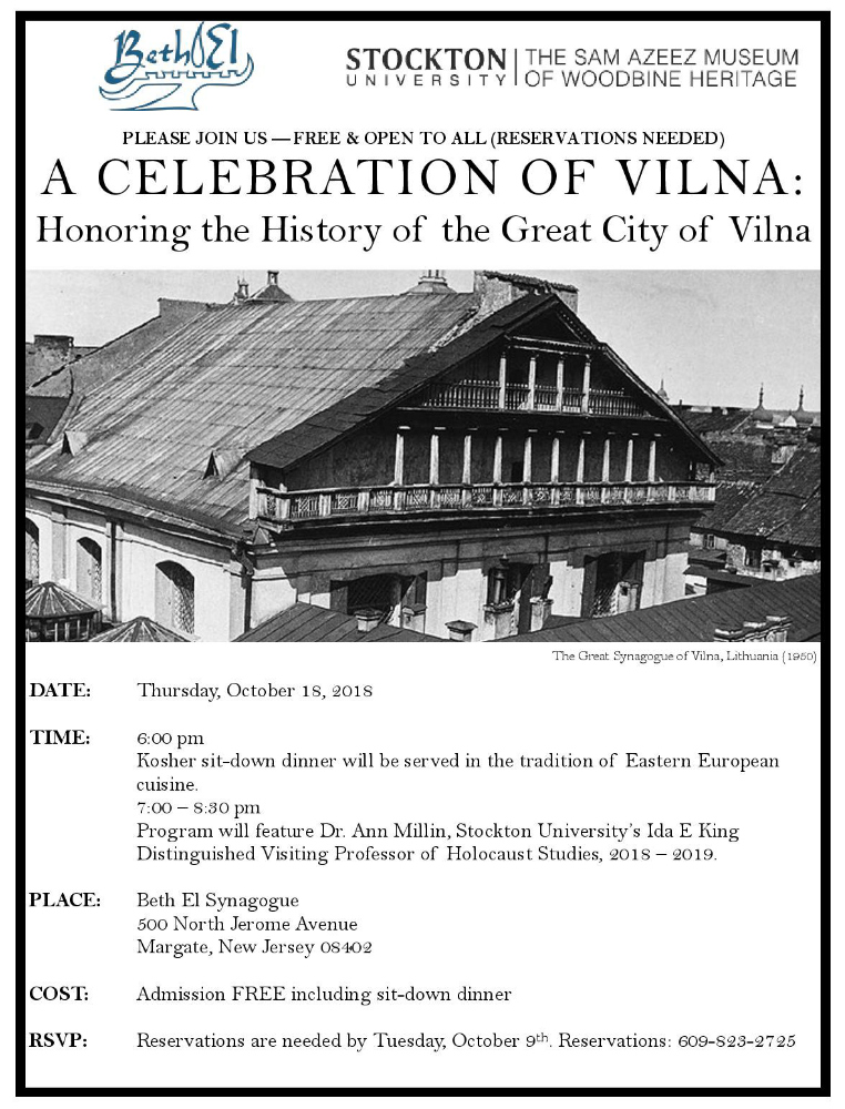 "A Celebration of Vilna: Honoring the History of the Great City of Vilna" Flyer