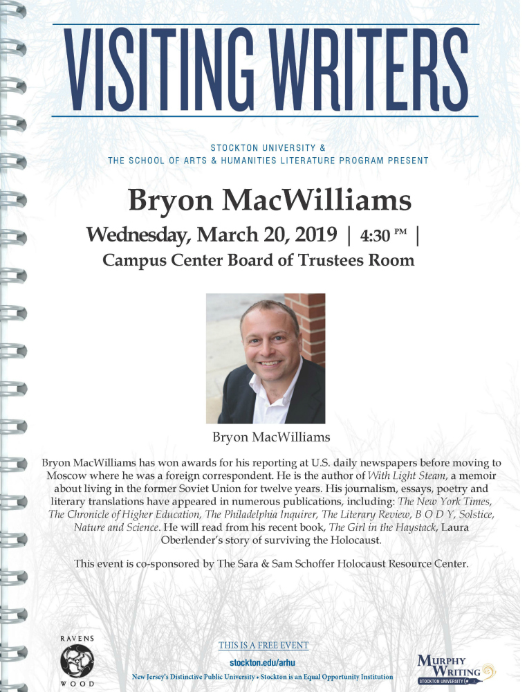 Visiting Writers: Bryon MacWilliams Flyer, 2019