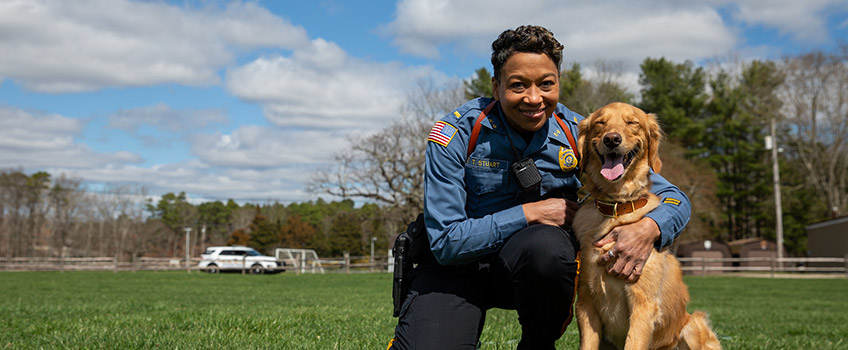 Lieutenant Stewart with Freya Lieutenant Stewart with Freya