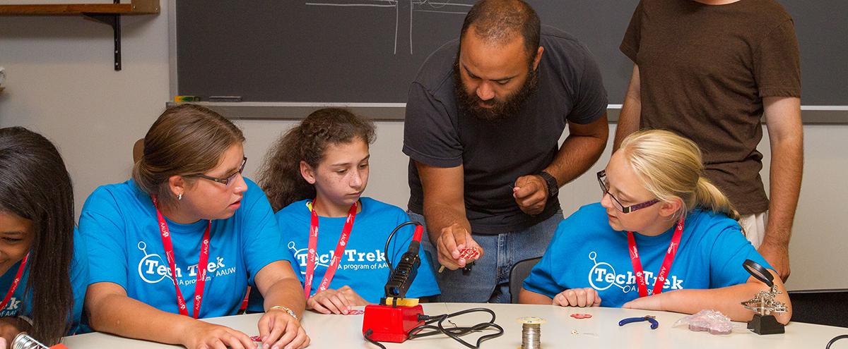 Students engaged in a summer camp activity Students engaged in a summer camp activity