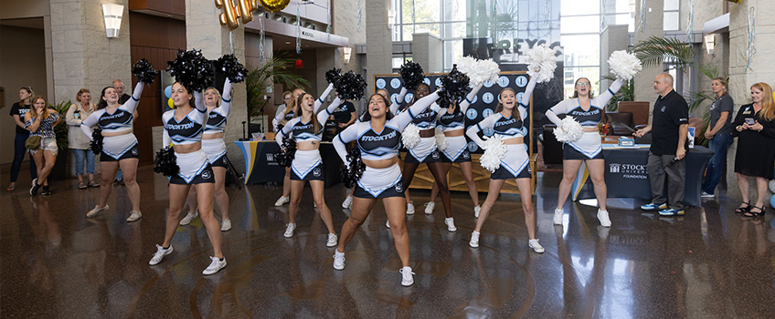 Stockton Cheerleaders performing in the grand hall Stockton Cheerleaders performing in the grand hall