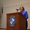 Susan Davenport gives Welcome remarks at Stockton event
