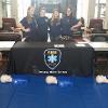 Megan Warantz, Cpt. Kelly Warantz, Elizabeth Kopp, Marissa Hayton at Hands Only CPR for National Collegiate EMS Week