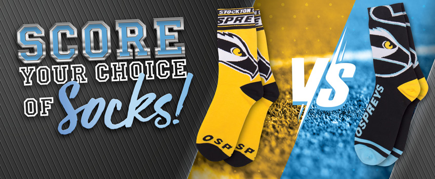 Make a gift to support the athletic team of your choice, favorite intramural program or the General Athletic Fund and receive your choice of socks - yellow or blue!