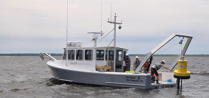 Seasonal water quality buoy and datalogger are deployed in Great Bay. Seasonal water quality buoy and datalogger are deployed in Great Bay.