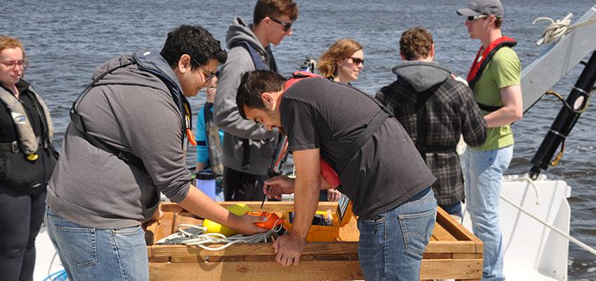 Students activate the CastAway CTD for profiling mission. Students activate the CastAway CTD for profiling mission.