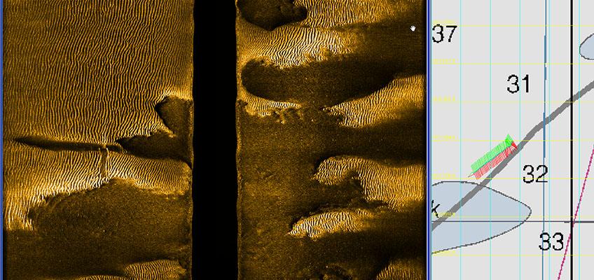 Sand ridges imaged by a Klein 3900 offshore of Atlantic City, NJ. Sand ridges imaged by a Klein 3900 offshore of Atlantic City, NJ.