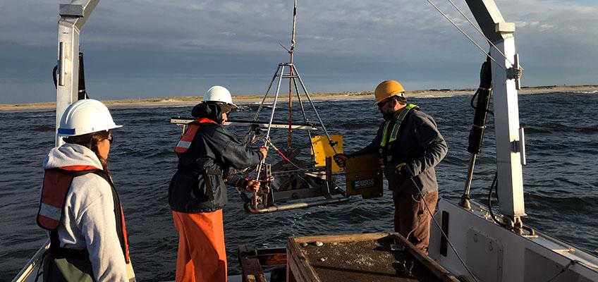 USGS bottom grab imaging system aboard the R/V Petrel. USGS bottom grab imaging system aboard the R/V Petrel.