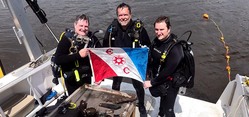 Dive crew explores a revolutionary war wreck in the Mullica River. Dive crew explores a revolutionary war wreck in the Mullica River.