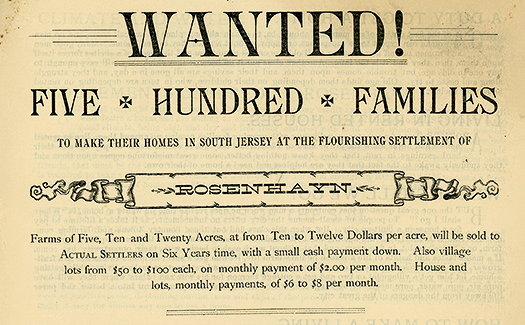 Advertisement for the sale of farms in Rosenhayn, dated c. 1890s. Image courtesy of the Paul W. Schopp collection. Advertisement for the sale of farms in Rosenhayn, dated c. 1890s. Image courtesy of the Paul W. Schopp collection.