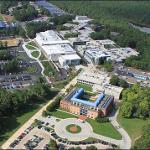 Aerial Photo of campus today after the campus Center was completed