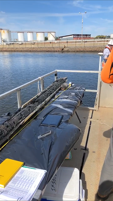 20-foot sediment core Photoionization Detector (PID) to measure volatile compounds. 20-foot sediment core Photoionization Detector (PID) to measure volatile compounds.