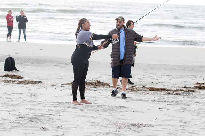 The beach becomes a classroom at Stockton Atlantic City. The beach becomes a classroom at Stockton Atlantic City.