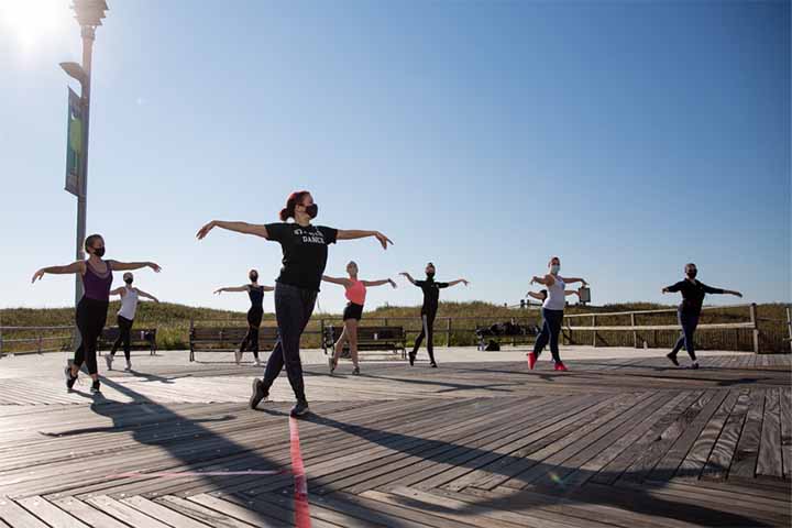 Ballet with Rain Ross, associate professor of Dance, took their class to the boardwalk. Ballet with Rain Ross, associate professor of Dance, took their class to the boardwalk.