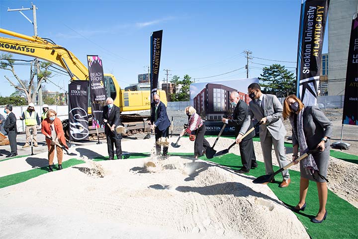 Gov. Phil Murphy and others who helped bring the Phase II project to life breaking ground on the project with sand and shovels. Gov. Phil Murphy and others who helped bring the Phase II project to life breaking ground on the project with sand and shovels.