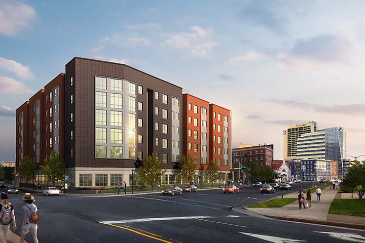 A rendering of the second residential building to join the Stockton AC campus. A rendering of the second residential building to join the Stockton AC campus.