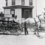 Jacob Greenblatt delivering white leghorns to Vineland Station for transport to Philadelphia, 1915