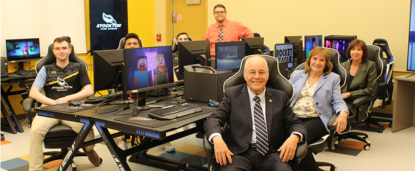 (L-R): Brian Busse, Trey Batson, John Merendino and Demetrios Roubos. In front, (L-R): President Harvey Kesselman, First Lady Lynne Kesselman and Donna Buzby. Provided by Diane D'Amico. (L-R): Brian Busse, Trey Batson, John Merendino and Demetrios Roubos. In front, (L-R): President Harvey Kesselman, First Lady Lynne Kesselman and Donna Buzby. Provided by Diane D'Amico.