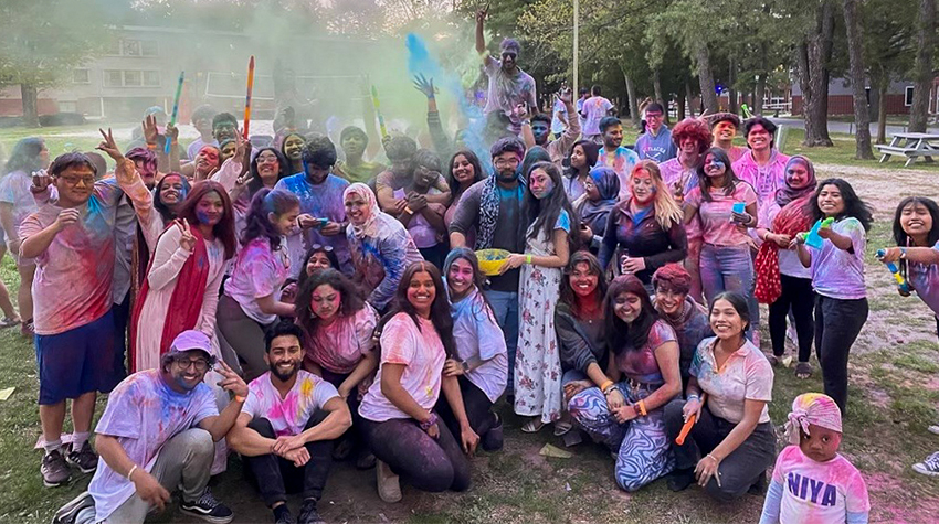 BSA students posing for a photo after their Holi celebration BSA students posing for a photo after their Holi celebration