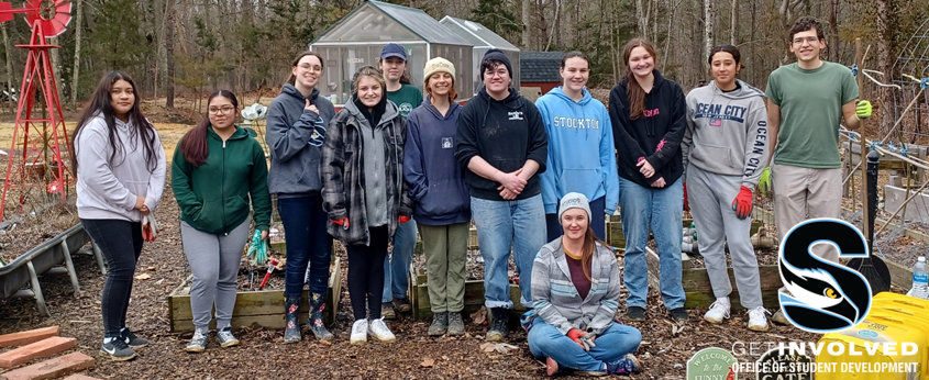 Group photo of students who participated in a service project at the Funny Farm in Mays Landing, NJ. 