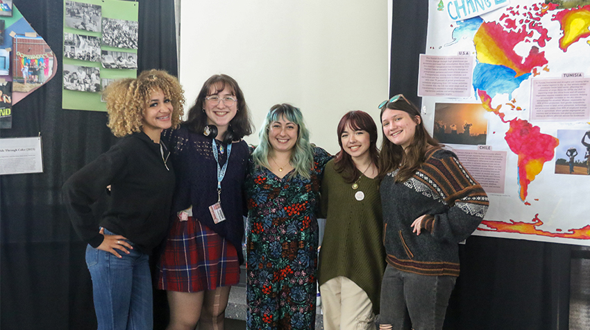 Some of the students posing with Sarah Messina (center) Some of the students posing with Sarah Messina (center)