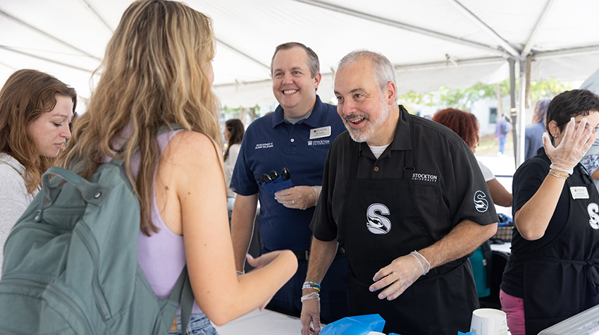 President Joe with students during his ice cream social President Joe with students during his ice cream social