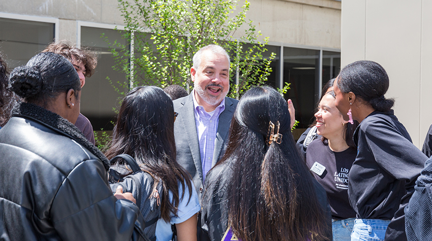 President Joe chatting with students President Joe chatting with students