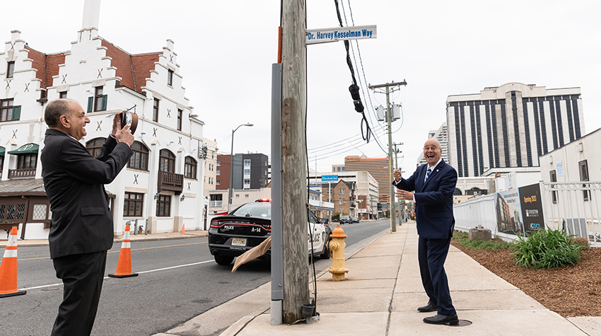 President Emeritus Harvey Kesselman unveiling the new "Harvey Kesselman Way" in Atlantic City President Emeritus Harvey Kesselman unveiling the new "Harvey Kesselman Way" in Atlantic City