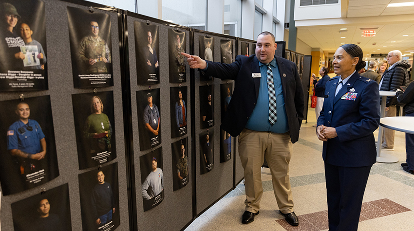 Col. Yvonne Mays, keynote speaker for this year's Vets Day celebration, checking out the Faces of Stockton's Military Community Photo Project Col. Yvonne Mays, keynote speaker for this year's Vets Day celebration, checking out the Faces of Stockton's Military Community Photo Project