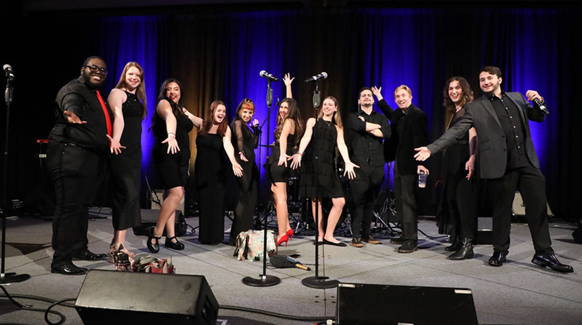 Student music performers posing for a photo Student music performers posing for a photo