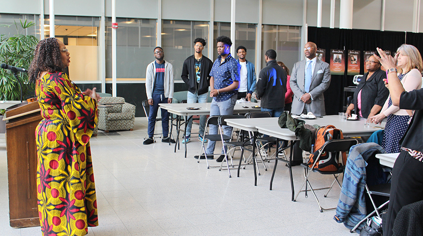 Pat Reid Merritt giving remarks during the launch of the Africana Studies major program in 2019 Pat Reid Merritt giving remarks during the launch of the Africana Studies major program in 2019