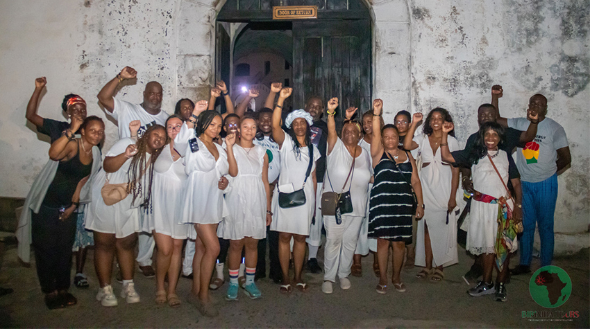 The group visited the Ancestral River Park and poured libations in an emotional ceremony that culminated in rain during the region's dry season.  The group visited the Ancestral River Park and poured libations in an emotional ceremony that culminated in rain during the region's dry season.