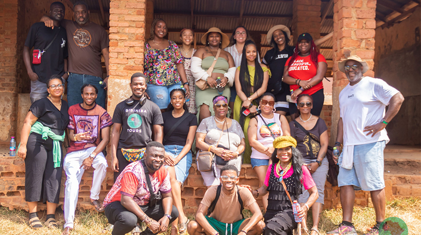 Students, staff and faculty posing for a group photo in Ghana.  Students, staff and faculty posing for a group photo in Ghana.
