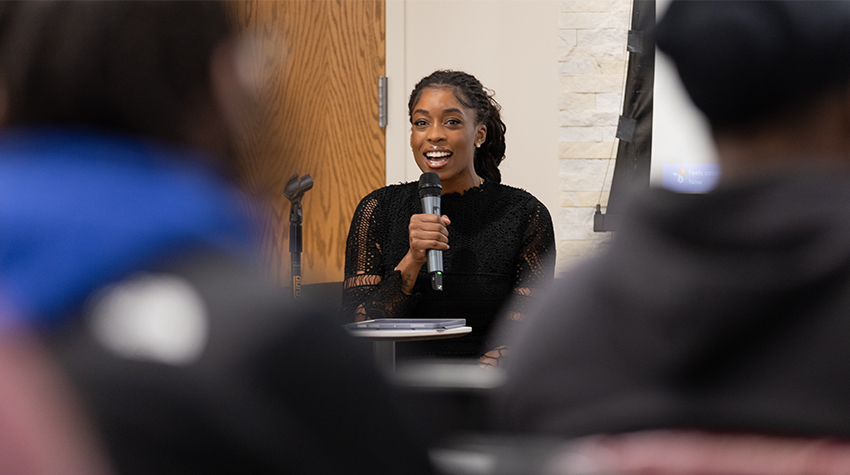 The Africana Studies program recently hosted a panel discussion titled "What Can You Do with an Africana Studies Degree?" 国产传媒 and current faculty of the program talked to students and shared their experiences. Faculty member Olutoyosi Aboderin was one of the panelists. The Africana Studies program recently hosted a panel discussion titled "What Can You Do with an Africana Studies Degree?" 国产传媒 and current faculty of the program talked to students and shared their experiences. Faculty member Olutoyosi Aboderin was one of the panelists.